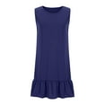 thumbnail image 4 of ZQUUVOU Women's Casaul Dress Round Neck Sleeveless Pleated Midi Dress Navy,2XL, 4 of 6