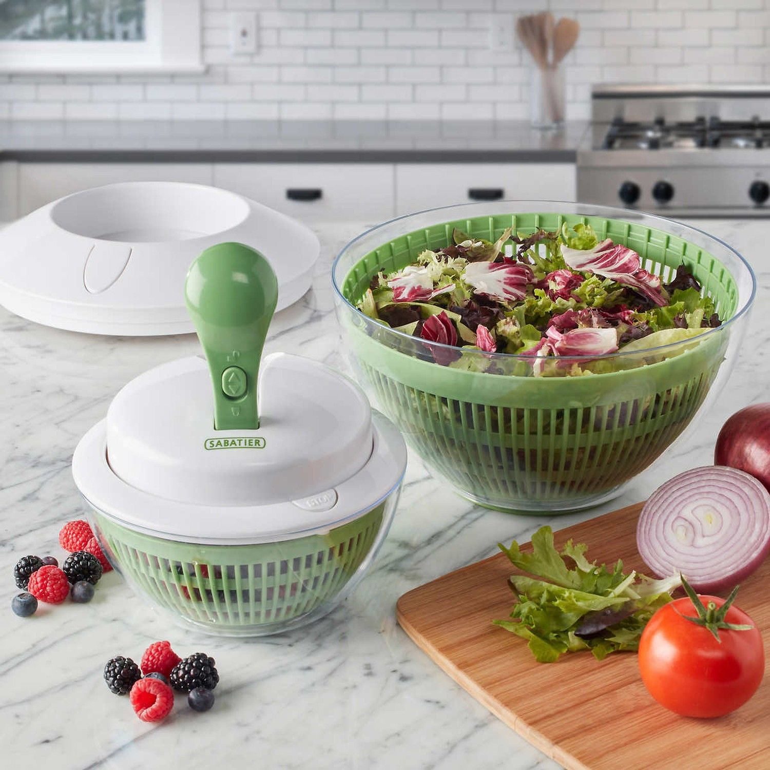 Salad Spinner Large 6.3 Qt, Manual Lettuce Spinner for Vegetable Prepping,  One-Handed Pump Fruit Spinner Dryer with Bowl and Colander, Dishwasher Safe