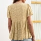 thumbnail image 5 of Blusas para Mujeres Casual, Impresión Floral Sólida de Gran Tamaño, Cuello de Manga Corta Blusa Superior, 5 of 8