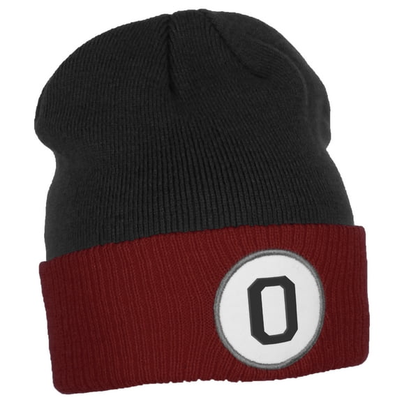 Daxton Custom A to Z Initial Letters Cuff Hat Beanie Warm Knit Skull Cap, Black Burgundy Letter O