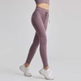 thumbnail image 5 of High Waist Leggings with Pockets Women's High Waist Drawstring Leggings Seamless Ribbed Yoga Pants for Loungewear Casual Gym Fitness Wear L, 5 of 5