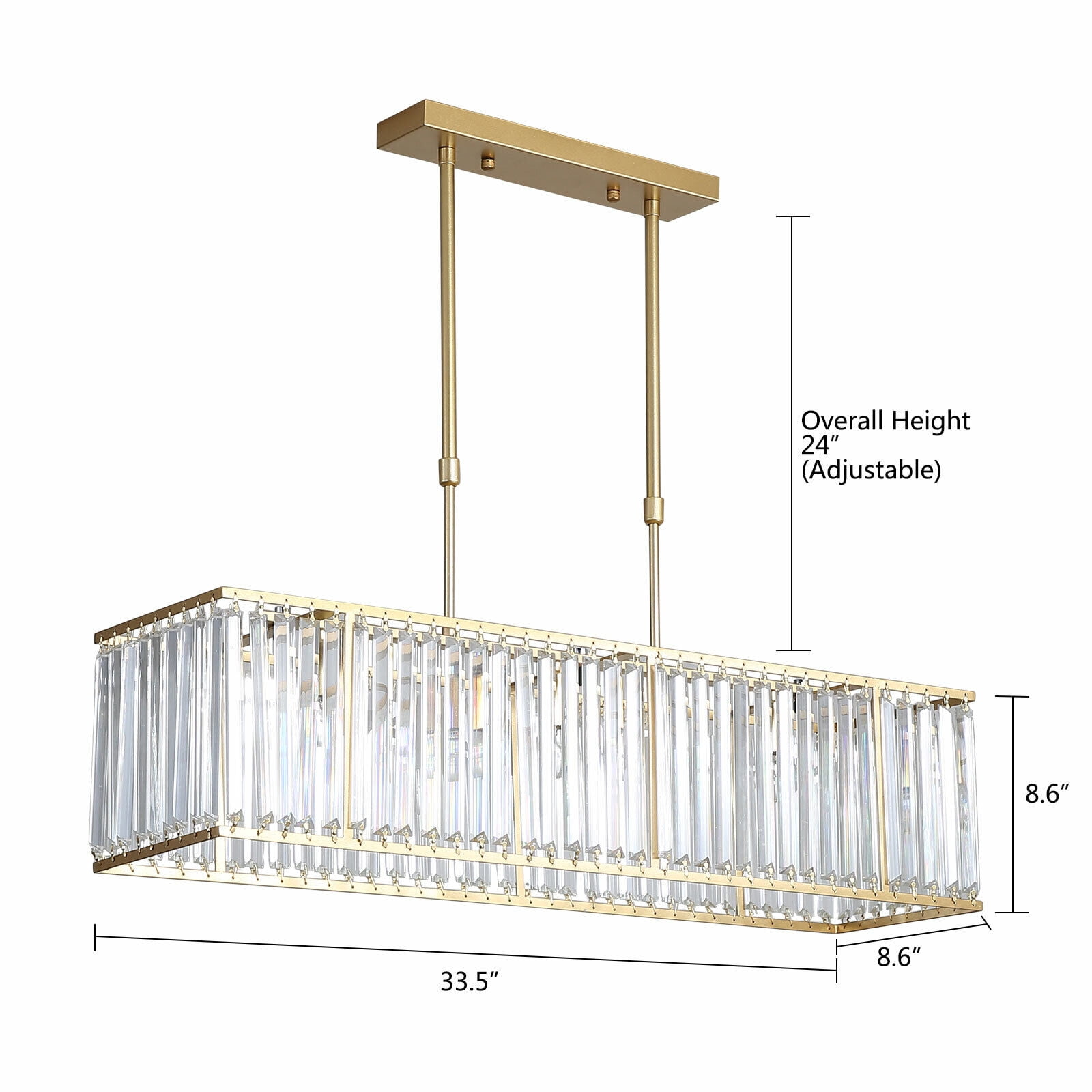 Modern Rectangular Crystal Chandelier Hanging Lamp Ceiling Pendant Light Fixture