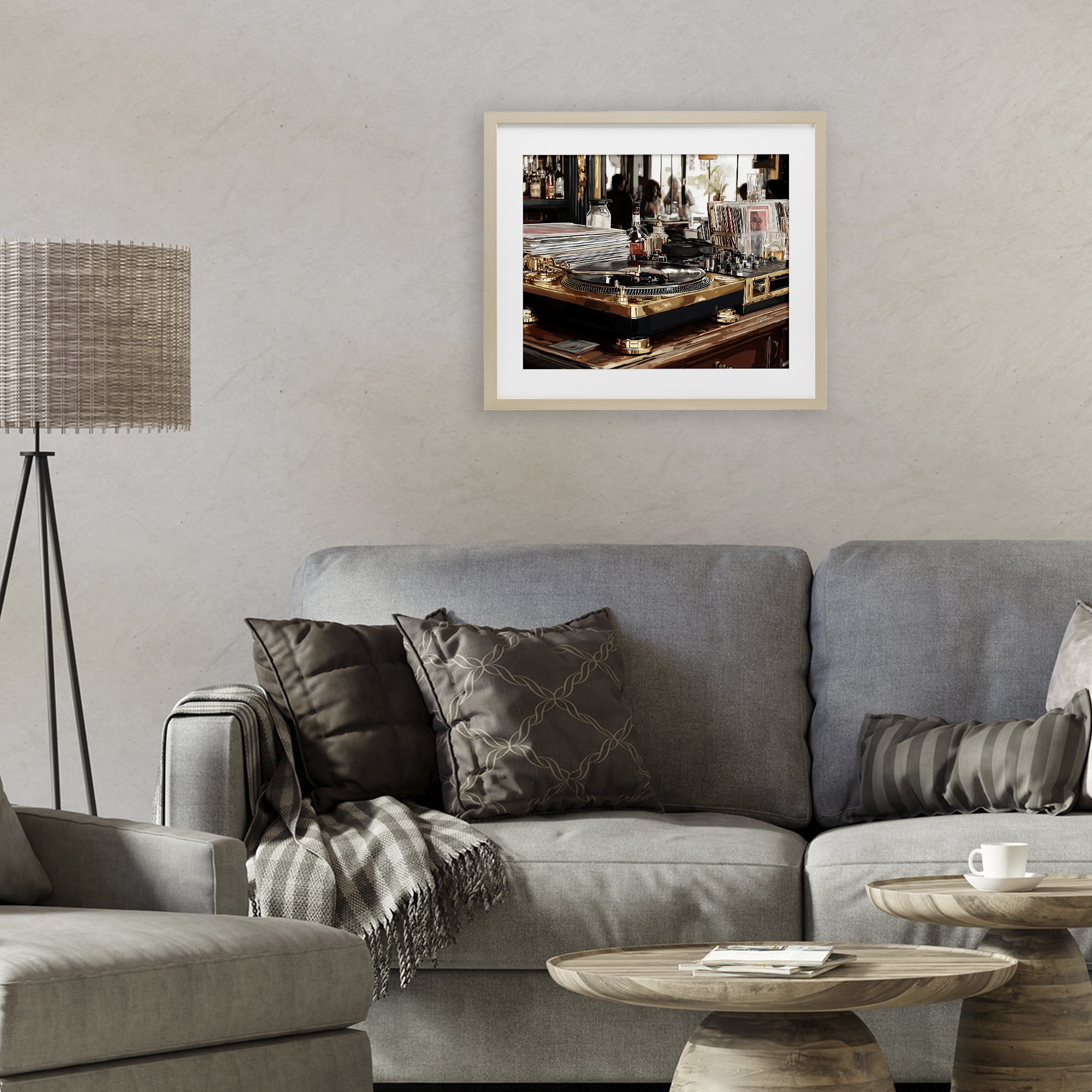 Stupell Industries Work Place Vintage Gold Turntable Birch Framed Print Under Glass, design by Franklyn Gregory
