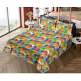 thumbnail image 4 of Ambesonne Rainbow Flowers Fitted & Flat Sheet with Shams 4 Pcs Set, Colorful Gerbera, Calking, Earth Yellow and Multicolor, 4 of 5