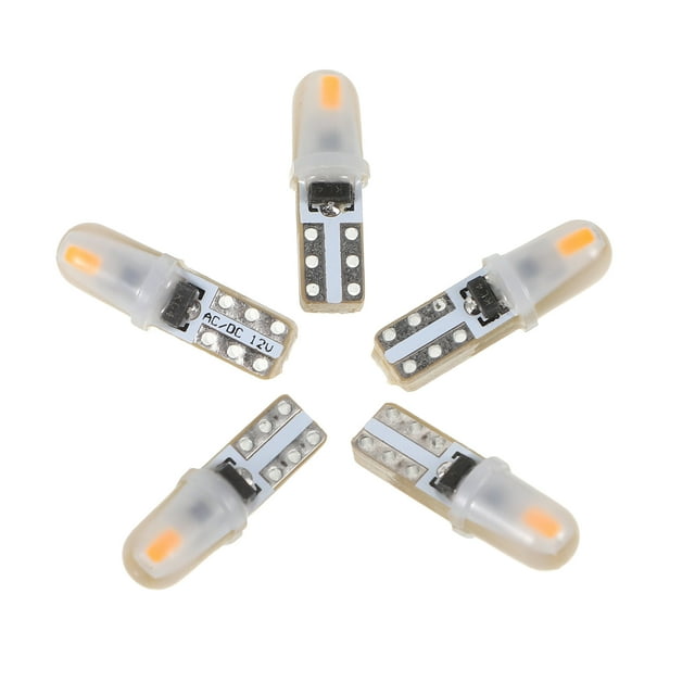 KAKOWELY 5pcs T5 LED Bulbs for Car Interior and Dashboard Lights for Instrument Panel Clock Light Car Interior Replacement Accessories,0.67X"X0.2"X0.2"