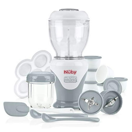 Nuby Mighty Blender with Cook Book  Baby Food Maker Set  Cool Gray  22 Piece