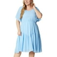 thumbnail image 6 of Maxi Dresses for Womens 2026 Plus Size Fashion Round Neck Short Sleeved Solid Color Casual Dress, 6 of 6