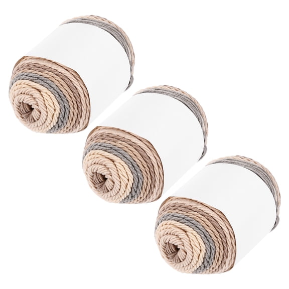 3Pcs 634 Yard Acrylic Yarn for Crocheting, Gray,Brown,Beige