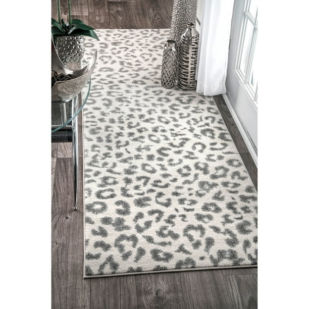 Nuloom Leopard Print Area Rug Or Runner, Gray Leopard Rug