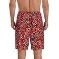 thumbnail image 4 of Lsque Vintage Red Paisley Mens Sleep Pajama Shorts,Short Pajama Pants, Cotton Ultra-Soft Knit-Large, 4 of 9