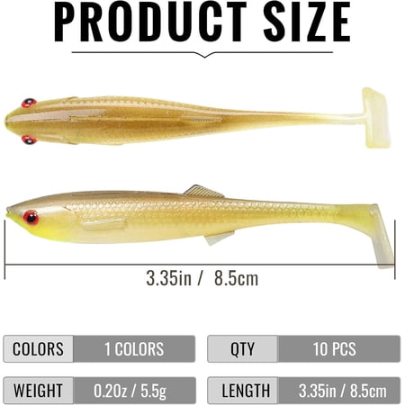 UBSWF-Shadtale Easy Catch Soft Fishing Lures with BKK Hooks - Trembly Sinking and Vibrating Swim for More Bites Pre-Rigged Swimbaits for Bass Trout Crappie Walleye Freshwater Saltwater Fishing