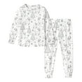 thumbnail image 4 of IVEYRTF Kids Printed Long Sleeve Homewear Set Top and Pants Fall Winter Soft Casual 2 Piece Comfortable Outfit(White,13 Years), 4 of 6