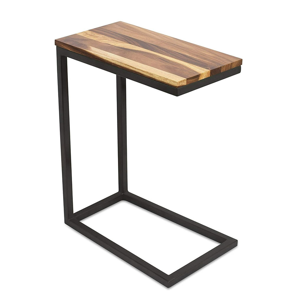 BirdRock Home Acacia Wood TV Tray C Shaped Side Table - End Table