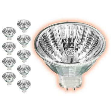 37-Watt Halogen MR16 Light Bulb | GU5.3 Base 12V ANSI Code FRB | High Output Halogen Light | 3000K Warm White Light Color | Clear Finish | 4000 Life Hours | Pack of 10 Bulbs