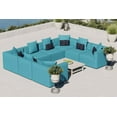 thumbnail image 2 of Lounge Sectional Sofa Set, Fabric, Blue, Modern Contemporary Urban Design, Outdoor Patio Balcony Cafe Bistro Garden Furniture Hotel Hospitality, 2 of 10