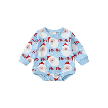 

Ma&Baby Toddelr Baby Boys Girls Christmas Jumpsuit Cartoon Santa Claus Pattern Print Long Sleeve Romper