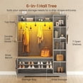 thumbnail image 3 of Farmhouse Hall Tree with 10 Coat Hooks, Bench and Shoe Storage, Entryway Bench with Flip Drawers, 7 Shelves and Led Lights for Entryway, Hallway, 3 of 7