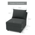 thumbnail image 3 of Ainfox Upholsterd Storage Armless Chair Module For Modular Couch, Reversible Sleeper Couches, Modular Sectional Sofas Seats Dark Gray, 3 of 9