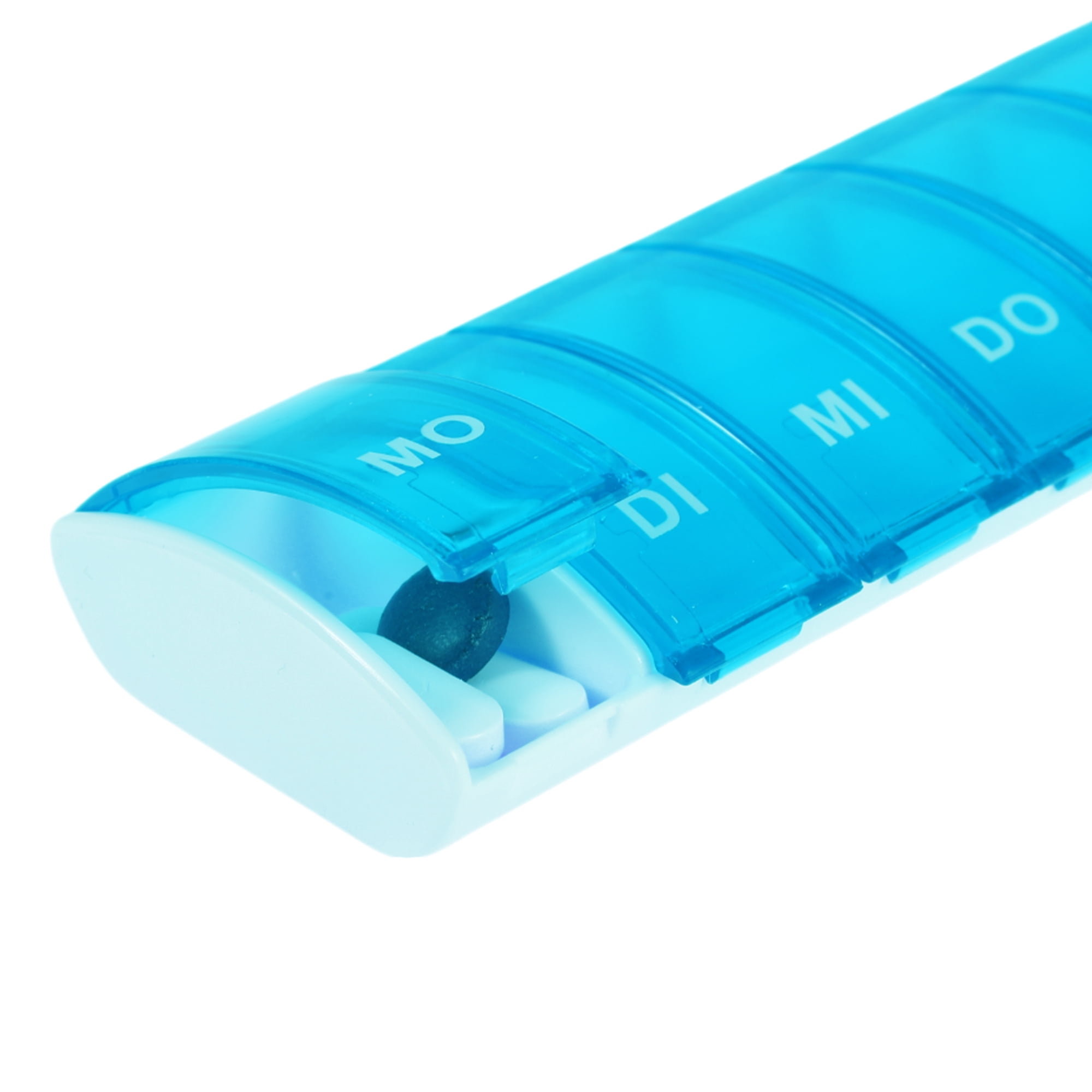 Unique Bargains Lightweight 7 Compartment Single Row Pill Case 1Pc Blue