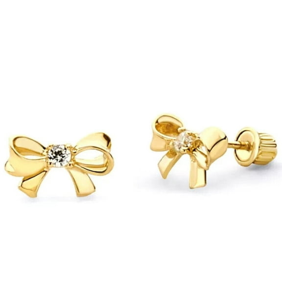 2Ct Round Cut Lab Created Diamond Bow Earrings in 14K Yellow Gold Plated
