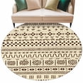 thumbnail image 2 of 7ft Round Rug, Abstract Boho Non-Skid Rubber Backing Large Area Rugs - Living Room Bedroom Home Office, Modern African Ethnic Geometric Beige Indoor Floor Mat Carpets Washable Rug, 2 of 9