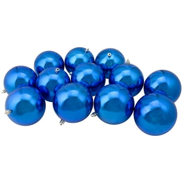 12ct Shiny Lavish Blue Shatterproof Christmas Ball Ornaments 4" (100mm)