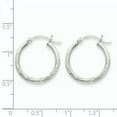 thumbnail image 3 of Primal Gold 14 Karat White Gold Satin and Diamond-cut 2mm Round Hoop Earrings, 3 of 4