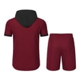 thumbnail image 7 of Stamzod Plus Size Tracksuit Men 2 Piece Fashion Patchwork Summer Short Sleeve Hoodie and Shorts Set Loungewear Casual Loose Athletic Short Sets for Men Wine XXXL, 7 of 7