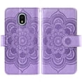 thumbnail image 6 of Compatible with Samsung Galaxy J7 Star J 7 Crown 7J Refine 2018 Wallet Phone Case and Tempered Glass Screen Protector Flower Faux Leather Flip Credit Card Holder Stand Zipper Cell Cover for Purple, 6 of 9