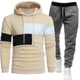 thumbnail image 2 of QATAINLAV Men Casual Outfits 2 Piece Pants Set Fall Jogging Tracksuit Outfits Drawstring Waist Sweatpants and Long Sleeve Pullover Hoodies Sweatsuit Sets Khaki XL Lightening Deal, 2 of 6