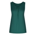 thumbnail image 4 of YYDGH Women's Crew Neck Pleated Tank Top Sleeveless Solid Color Tops Summer Work Office Blouses Green XXL, 4 of 7