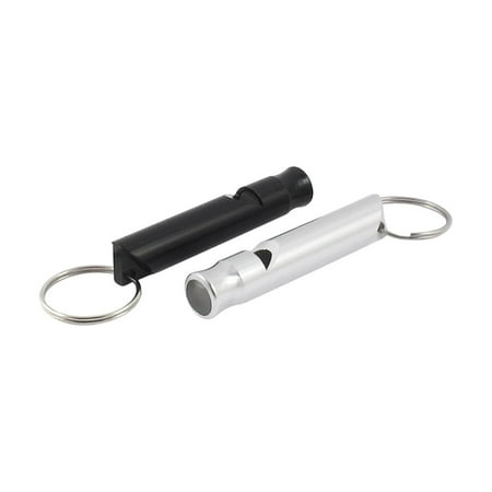 2 Pcs Mini Pet Dog Yorkie Training Sound Whistle Keychain Black White
