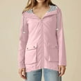 thumbnail image 4 of Rain Jacket Women Waterproof Windbreaker Lightweight Rain Jackets with Pockets Striped Lined Raincoats with Hood Pink S, 4 of 6