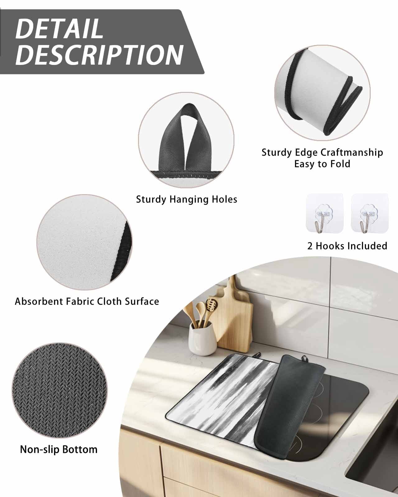 Stove Top Covers for Electric Stove, Black Gray White Glass Stovetop Cover Protector, Vintage Rustic Abstract Ombre Aesthetic Induction Cooktop Protector Oven Mat for Kitchen Countertop 24"x21"
