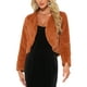 thumbnail image 1 of CHAQUETA CORTA ABIERTA INSPIRADA EN CHIC PARA MUJER, BOLERO DE FALSO PIEL DE MANGA LARGA, ABRIGO DE INVIERNO XL CARAMELO, 1 of 6