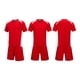 thumbnail image 1 of Conjuntos de blusas y camisas de manga corta con cuello en V. Conjunto de traje de fútbol de color sólido para niños para juegos deportivos universitarios, partidos de rendimiento, uniformes de entren, 1 of 5