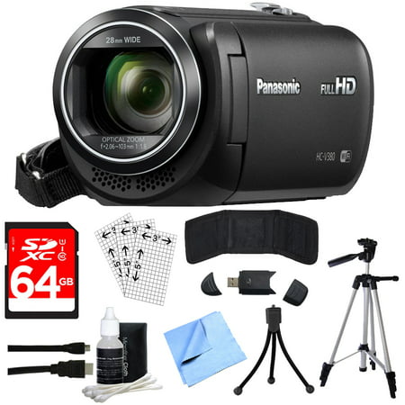Panasonic HC-V380K Full HD Camcorder with Wi-Fi Multi Scene Twin Camera вЂ“ Black with Bundle Includes, 64GB High Speed Memory Card, 57вЂќ Full size Tripod & 6вЂ™ High Speed mini-HDMI to HDMI A/V