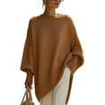 thumbnail image 7 of Aoiroe Womens Pullover Poncho Sweater Soft Shawl WrapsLoose Fitting Baggy Tops for Fall Winter,Long Pullover Winter Clothing 2025 Trendy,Lightweight Solid Knitted Shawl Wrap Scarf Coffee L, 7 of 7