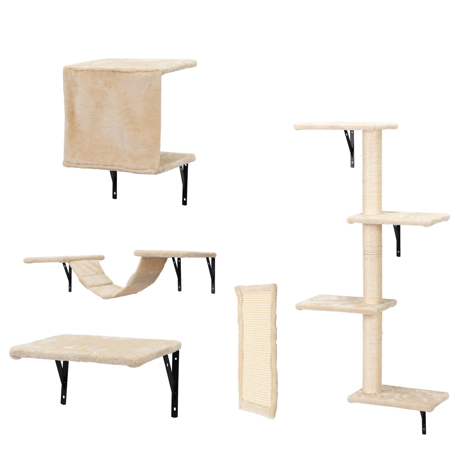 Pefilos Cat Wall Shelves and Perches Set, Cat Tower for Adult Cats Mounted Cat Tree House for Indoor Cats Modern Furniture for Cat Sleeping Playing Lounging Climbing Cat Tree for Large, Beige Pefilos Cat Wall Shelves and Perches Set, Cat Tower for Adult Cats Mounted Cat Tree House for Indoor Cats Modern Furniture for Cat Sleeping Playing Lounging Climbing Cat Tree for Large, Beige