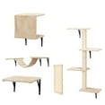 thumbnail image 6 of Pefilos Cat Wall Shelves and Perches Set of 5, Sleeping Playing Lounging Climbing Cat Tree House for Multiple Cats, Beige, 6 of 20