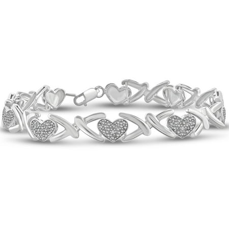 JewelersClub White Diamond Accent Sterling Silver Heart Bracelet, 7.5