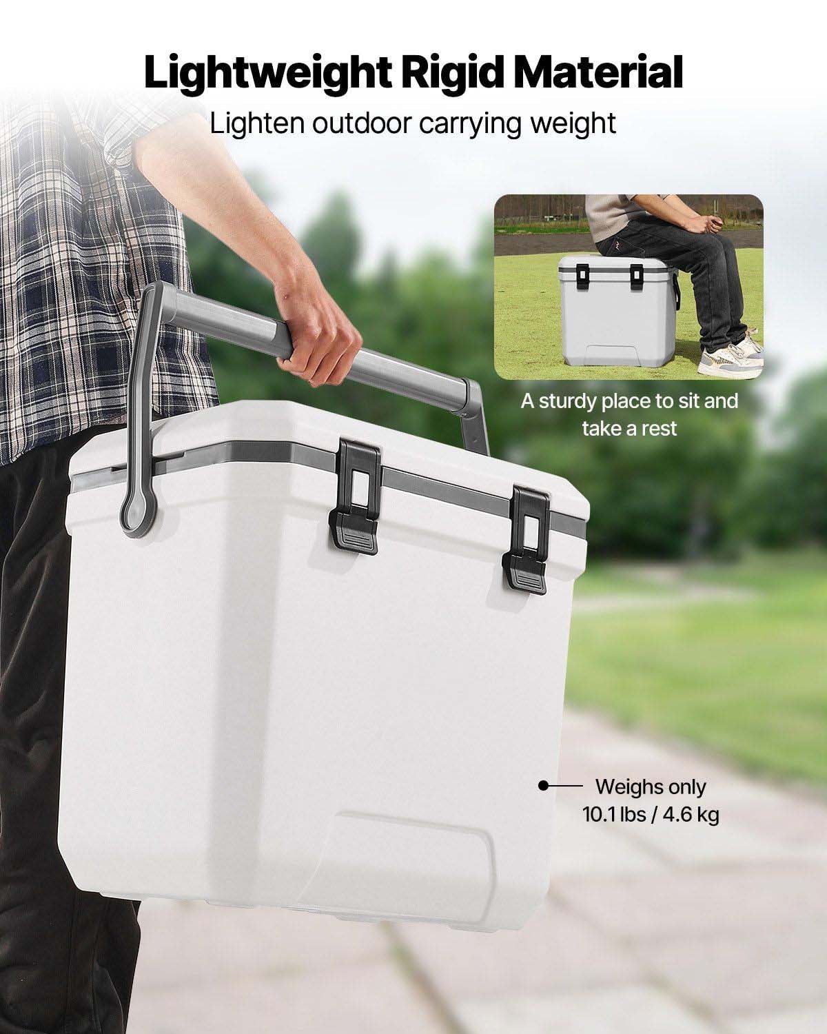 38 QT Portable Cooler, Insulated Hard Cooler with Cup Holders, 54 Can Capacity