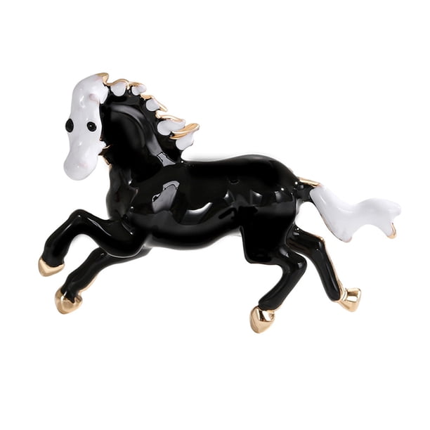 Broche de aleación con temática de caballos, con cristales incrustados, esmalte y perlas de imitación, insignia de cuento de hadas, accesorios artísticos.