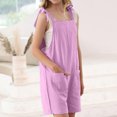 thumbnail image 4 of Loopsun Girls Jumpsuits, Girls Summer Sleeveless Casual Romper Strap Shorts Jumpsuit with Pockets Purple 7-8 Years, 4 of 4