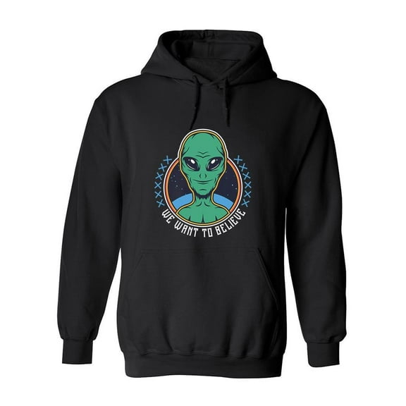 We Want To Believe Graphic Hoodie Men -Image by Shutterstock, Male x-Large