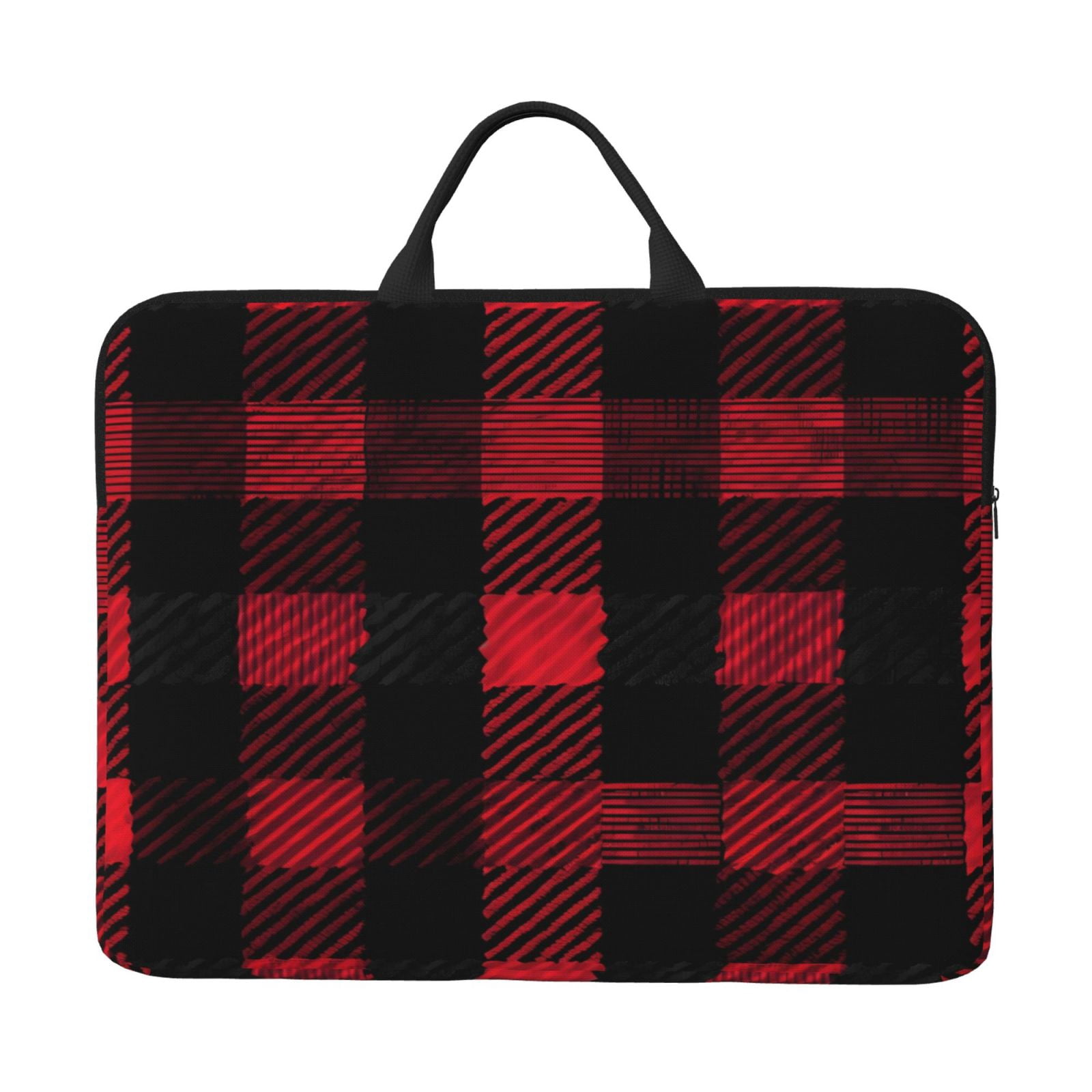 Laptop Sleeve Bag For Women Men 14inch Waterproof Durable Protective Computer Carrying Cover Handle Laptop Case Bag A Seamless Pattern Of Red And Black Plaid
