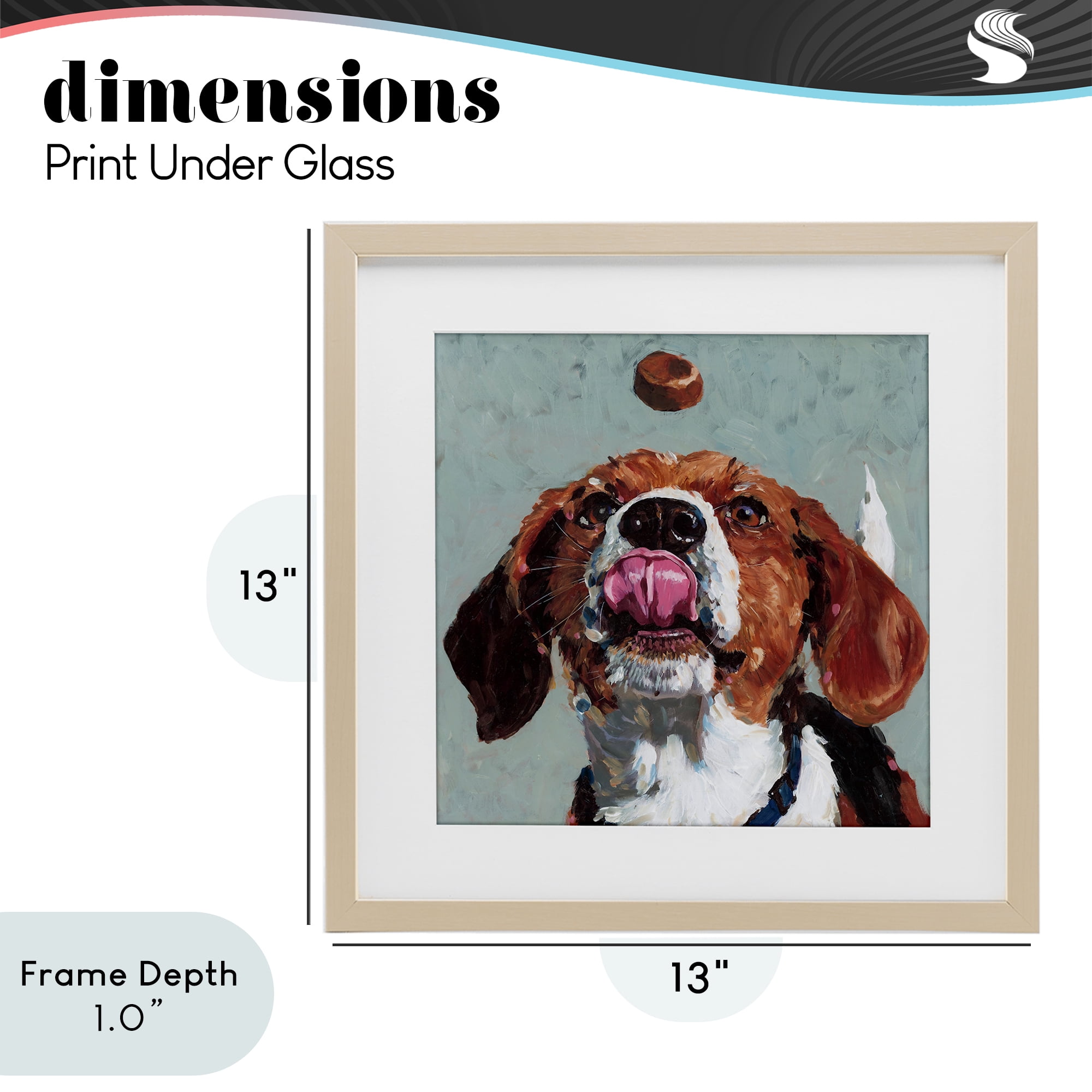 Stupell Industries Beagle Treat Excitement Birch Framed Print Under Glass, design by Studio Bautista