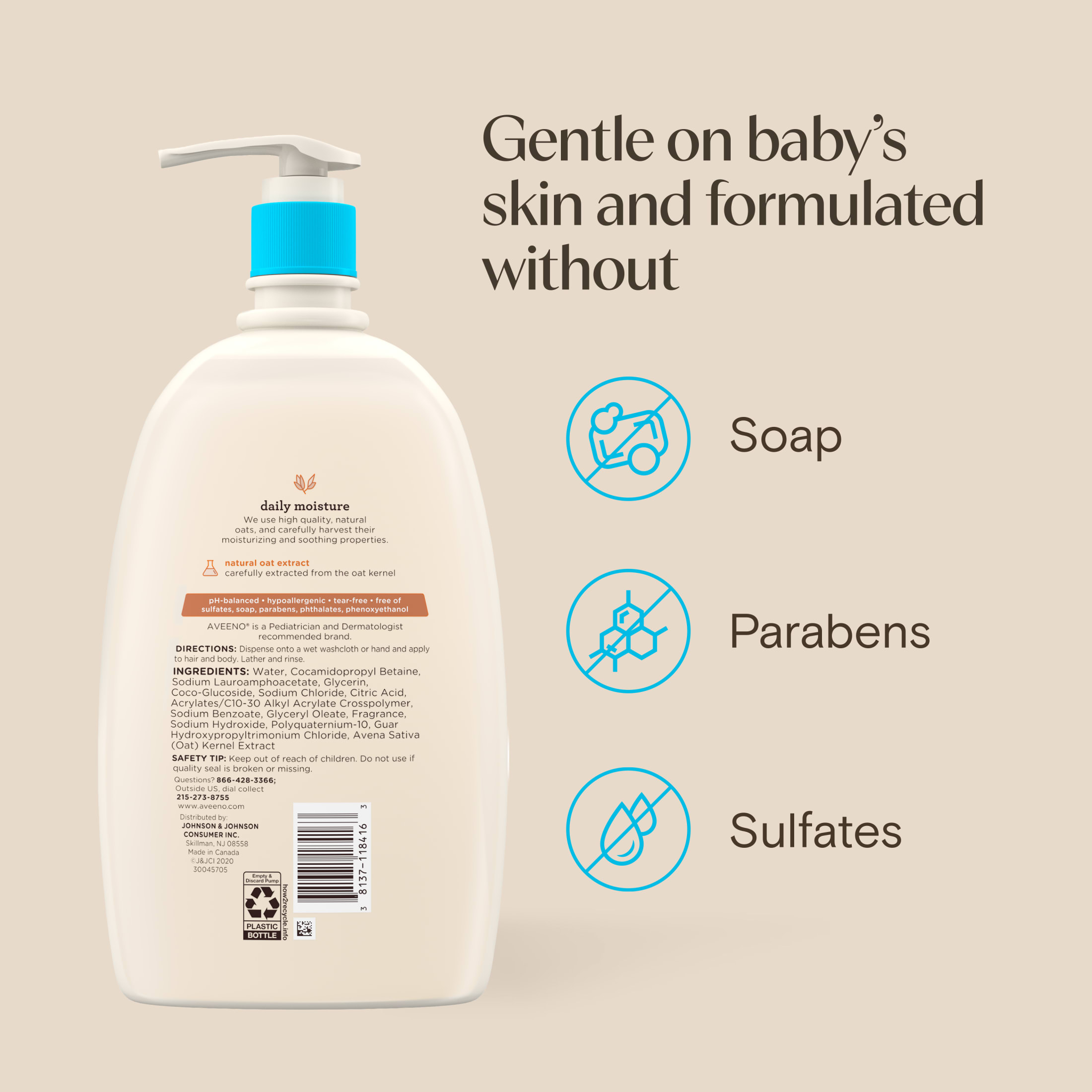 Aveeno Baby Daily Moisture Body Wash & Shampoo, 33 oz photo 8