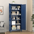 thumbnail image 5 of Polup 75" Height Metal Blue Storage Cabinet, Modern Tall Steel Pantry Cupboard with 2 Doors and Adjustable Shelves for Kitchen Garage and Home, 5 of 6