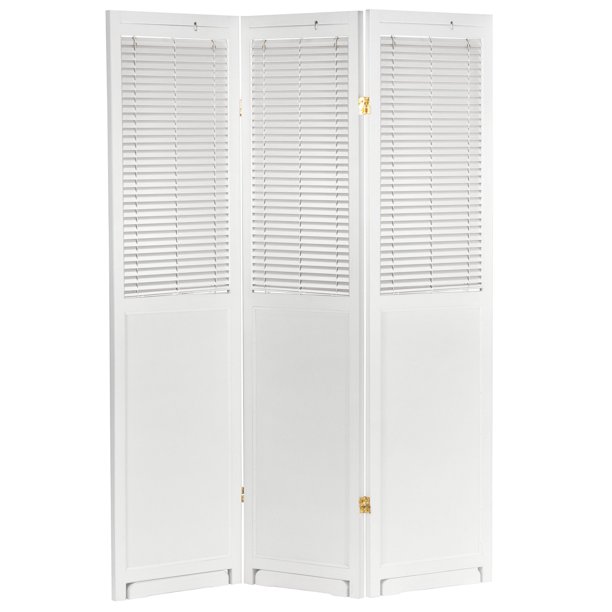 Oriental Furniture 6 ft. Tall Adjustable Shutter Room Divider White 3